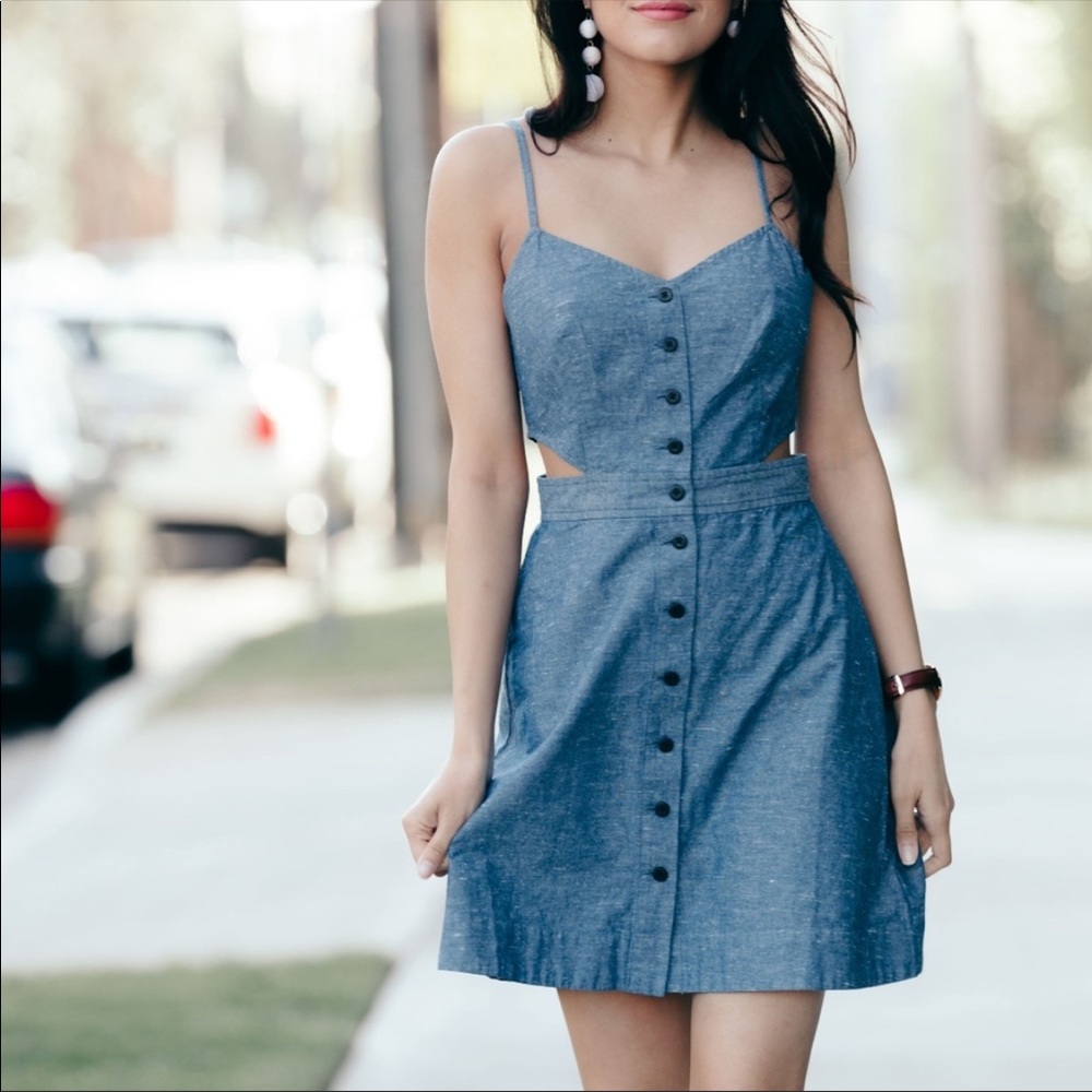 Madewell Chambray Cutout Cami Mini Dress